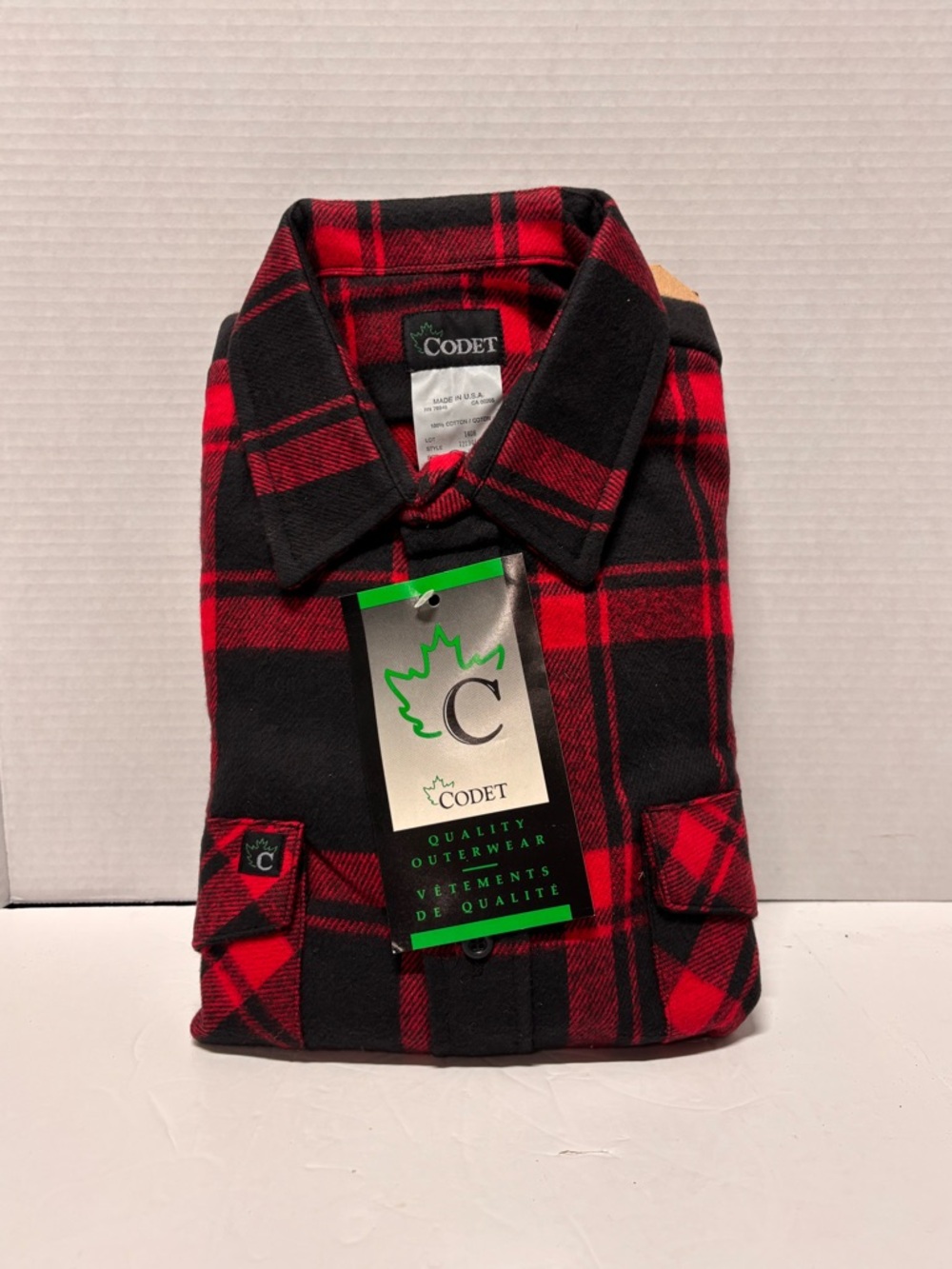 “VTG 90s Codet Flannel Shirt Large USA NWT Heavyweight Workwear Logger Outdoor